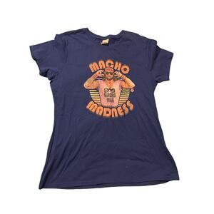 Port & Company Women's Size Large Macho Madness Man Randy Savage Blue SS